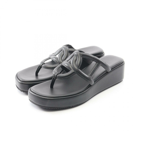 愛馬仕 Gypsy 涼鞋，黑色真皮，#38，二手女款