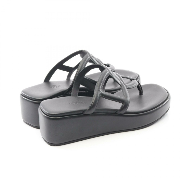 愛馬仕 Gypsy 涼鞋,黑色真皮,#38,二手女款-1