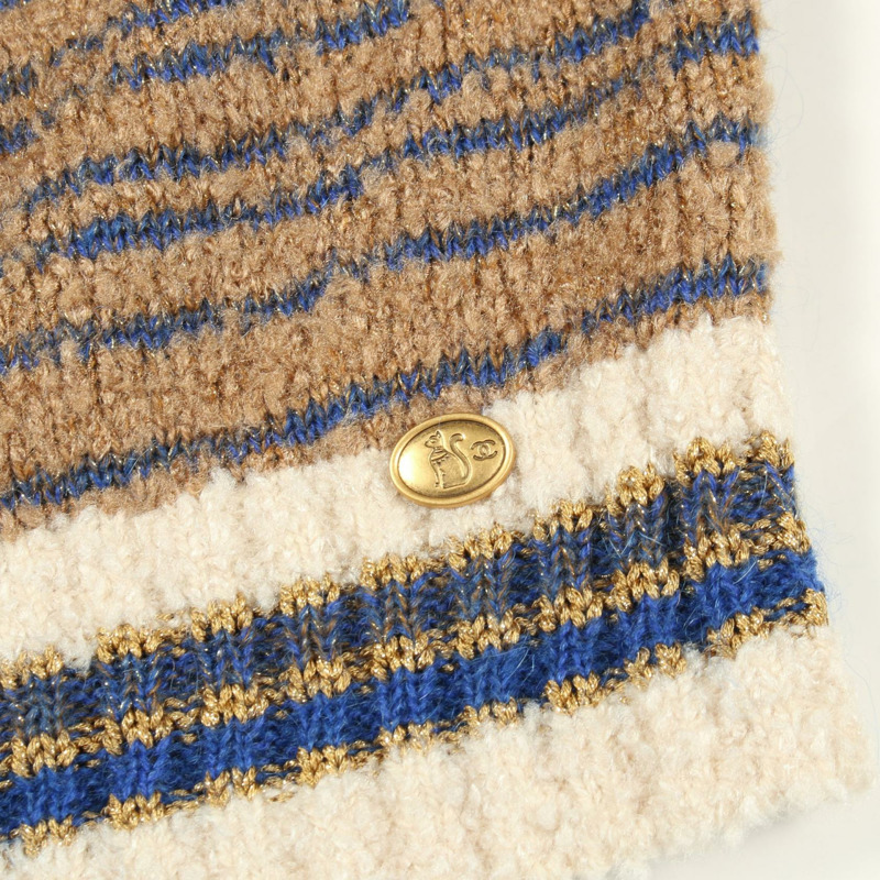 香奈兒北歐風針織衫 P61617K417223 絲質羊絨棕藍色 #38 二手女裝-6