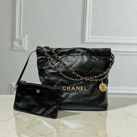 莉亞精品♡ Chanel AS3260 22bag 黑金小號 二手
