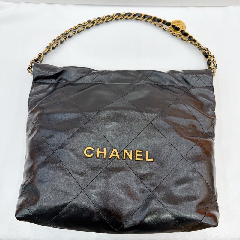 莉亞精品♡ Chanel AS3260 22bag 黑金小號 二手-2