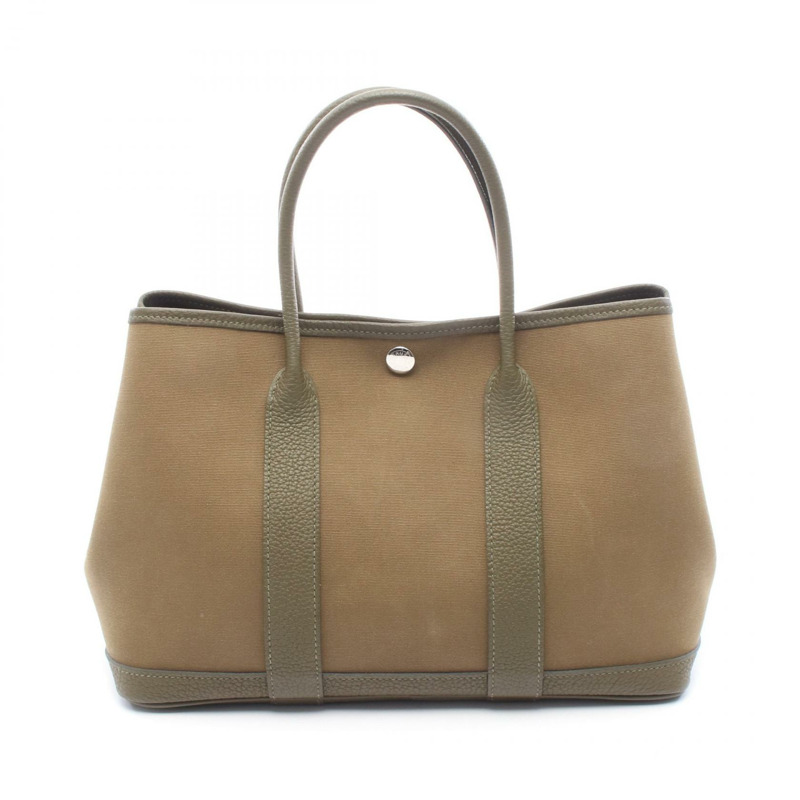 HERMES 花園派對 TPM 手提包 Y Toile 官員 Negonda 皮革 Vert Olive SHW-0