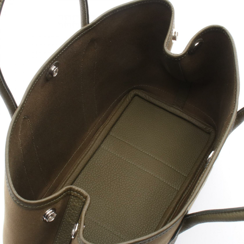 HERMES 花園派對 TPM 手提包 Y Toile 官員 Negonda 皮革 Vert Olive SHW-2