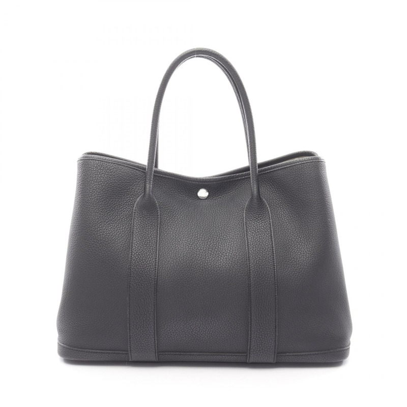 愛馬仕 Garden Party PM 手提包 D Negonda 黑色皮革二手女士 SHW-0