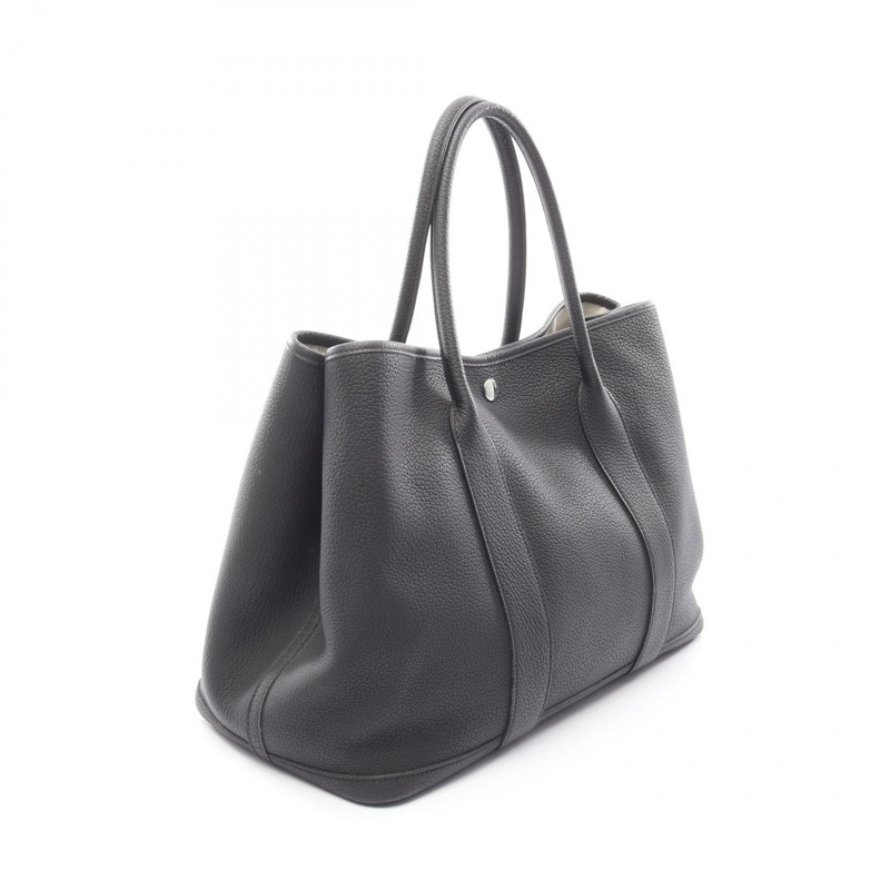 愛馬仕 Garden Party PM 手提包 D Negonda 黑色皮革二手女士 SHW-1