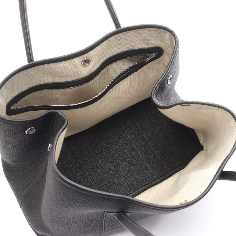 愛馬仕 Garden Party PM 手提包 D Negonda 黑色皮革二手女士 SHW-2