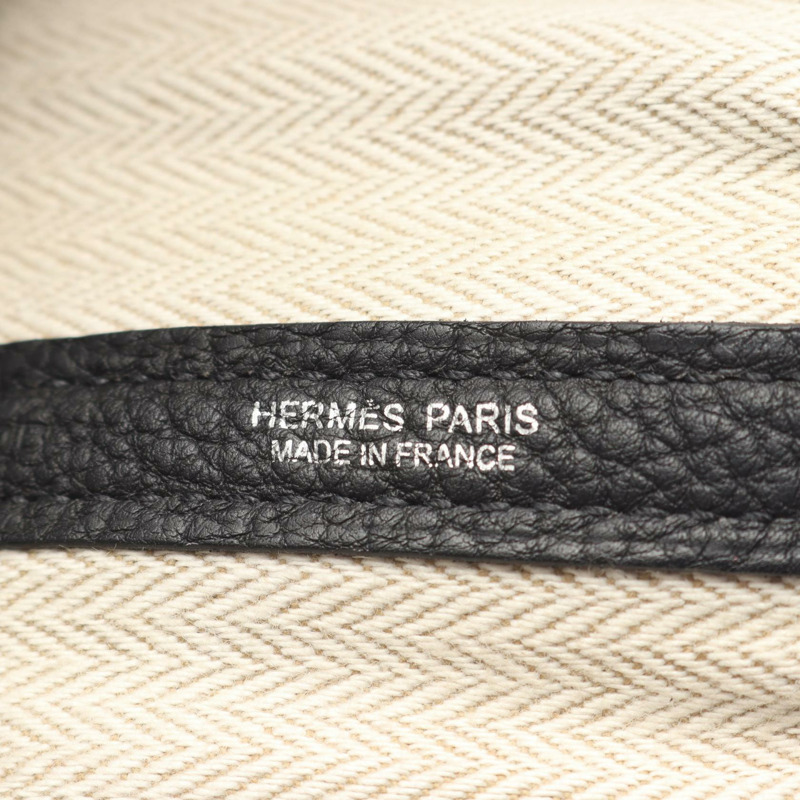 愛馬仕 Garden Party PM 手提包 D Negonda 黑色皮革二手女士 SHW-3