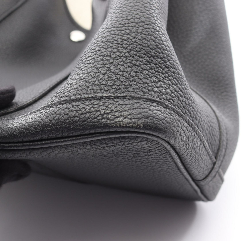 愛馬仕 Garden Party PM 手提包 D Negonda 黑色皮革二手女士 SHW-7