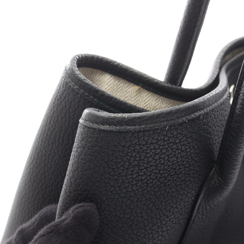 愛馬仕 Garden Party PM 手提包 D Negonda 黑色皮革二手女士 SHW-11