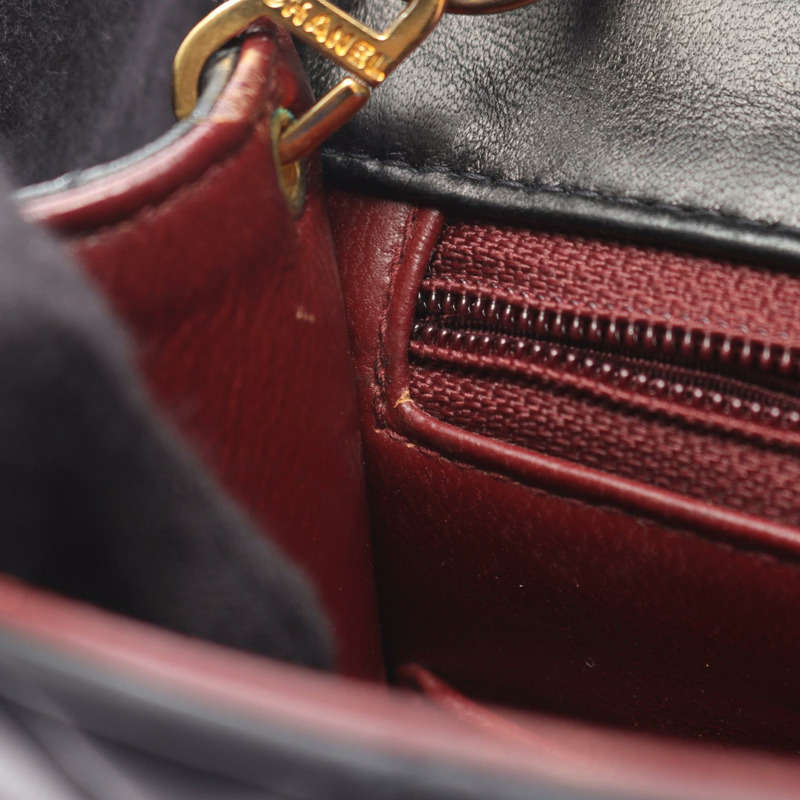 香奈兒 (CHANEL) 迷你絎縫 20 斜背鏈條包,羊皮材質,黑色,金色五金,二手 CC-5