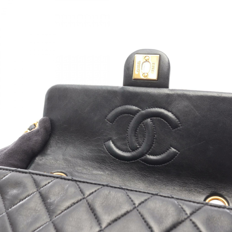 香奈兒 (CHANEL) 迷你絎縫 20 斜背鏈條包,羊皮材質,黑色,金色五金,二手 CC-6