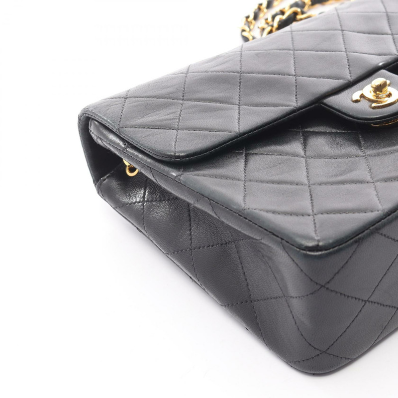 香奈兒 (CHANEL) 迷你絎縫 20 斜背鏈條包,羊皮材質,黑色,金色五金,二手 CC-12