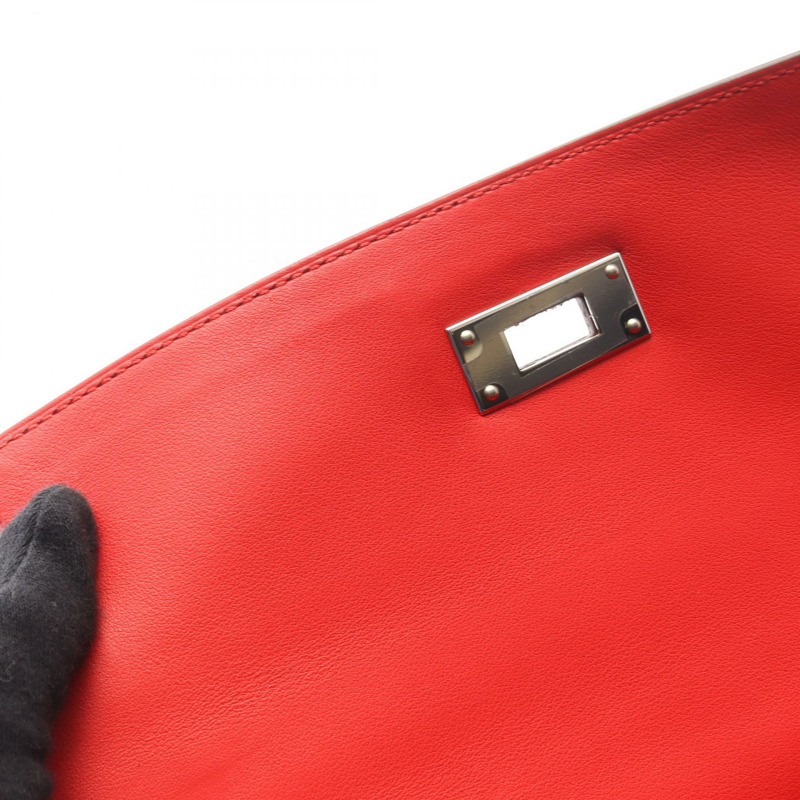 愛馬仕 Kelly 28 單肩手提包 D Toile H 帆布 Swift 米白色 rouge coeur SHW-7