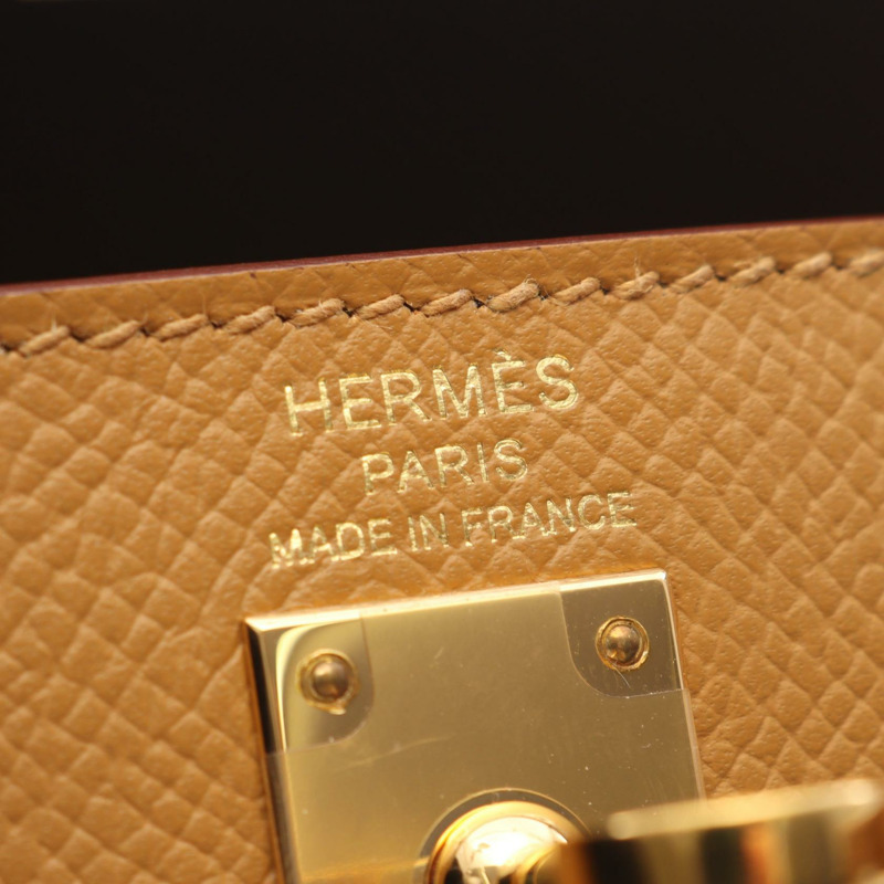 愛馬仕 Kelly 25 肩背包 B Epsom 皮革棕色芝麻色金色五金二手女款-3