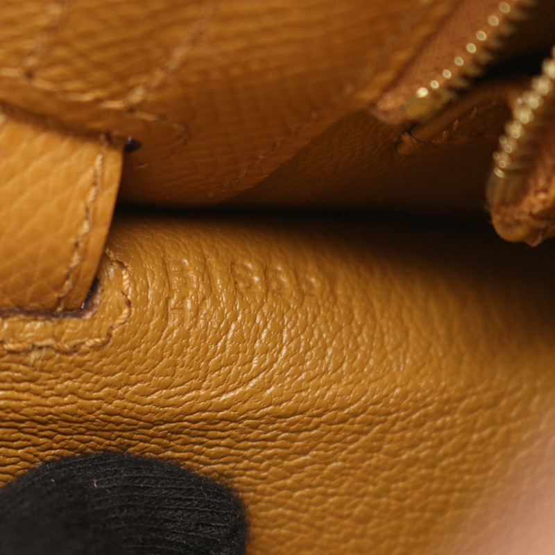 愛馬仕 Kelly 25 肩背包 B Epsom 皮革棕色芝麻色金色五金二手女款-4