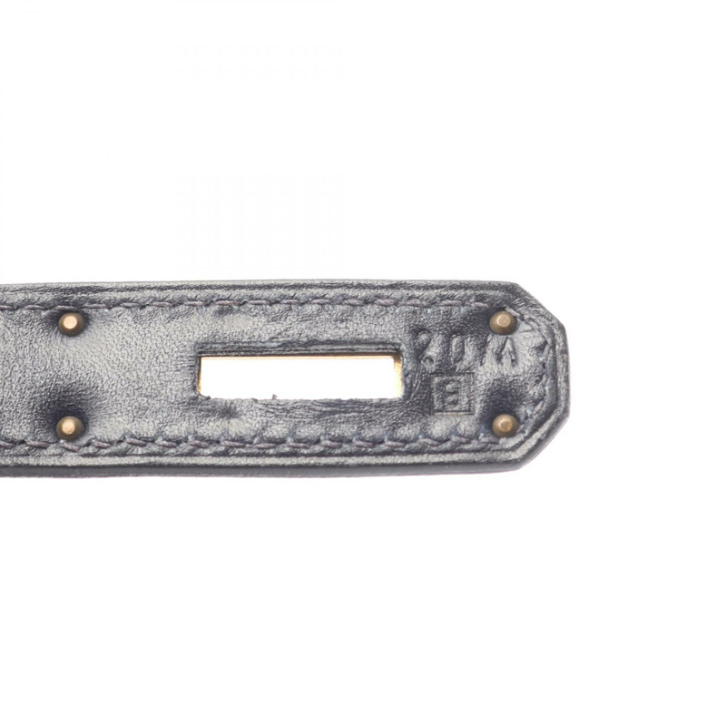 愛馬仕 Kelly 28 單肩手提包,Box 小牛皮,靛藍色,二手,金色五金-4