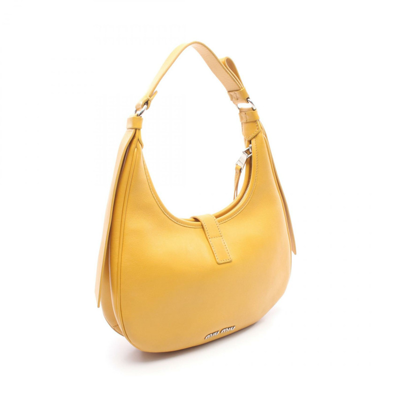 Miu Miu Hobo 單肩手提包,黃色皮革,二手女款-1
