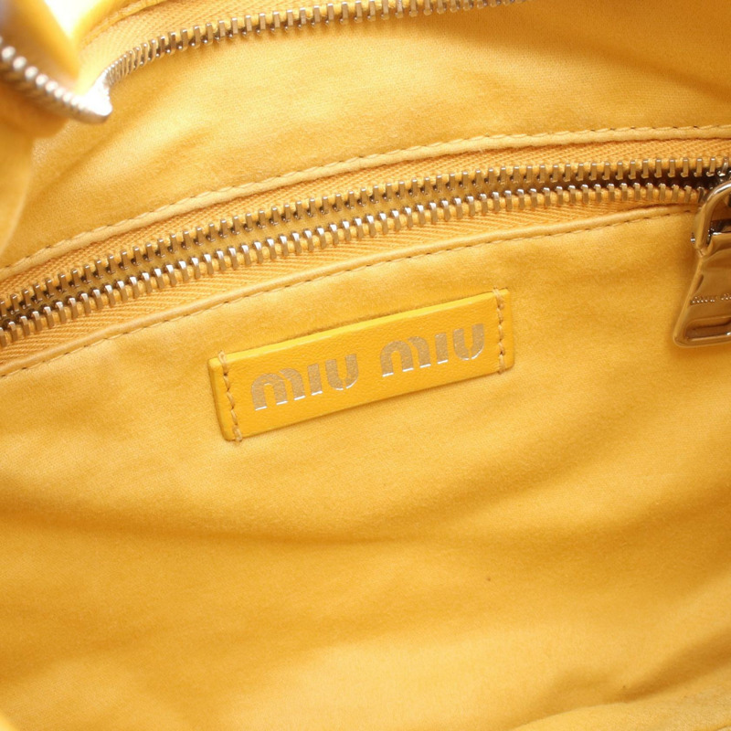 Miu Miu Hobo 單肩手提包,黃色皮革,二手女款-3