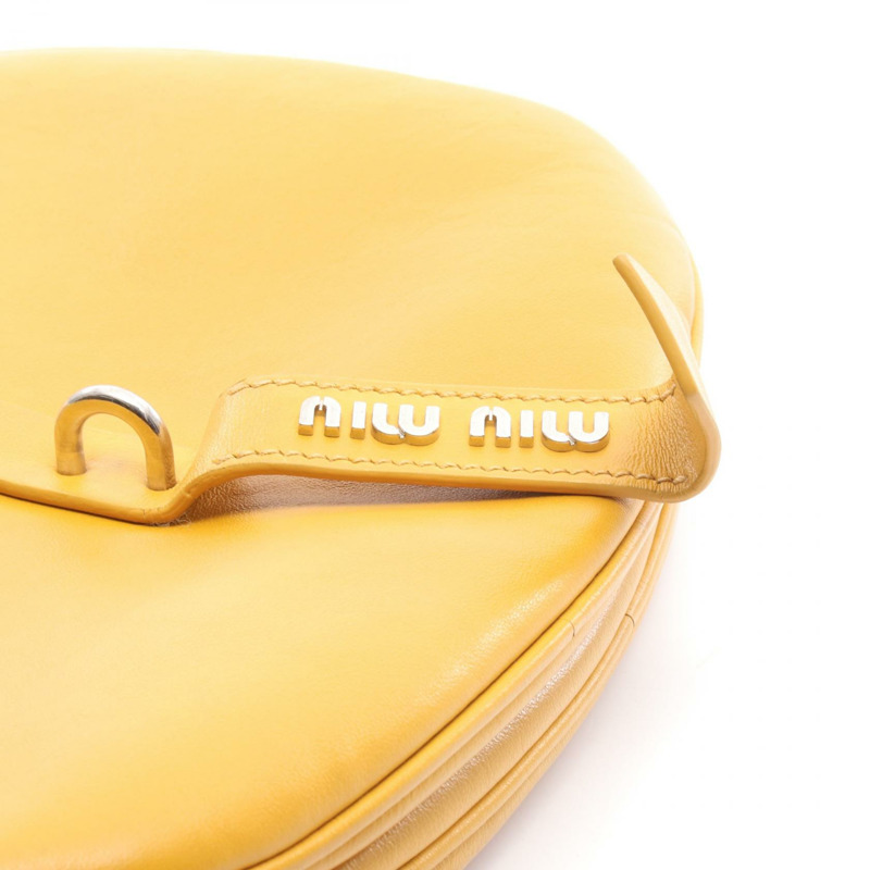 Miu Miu Hobo 單肩手提包,黃色皮革,二手女款-7