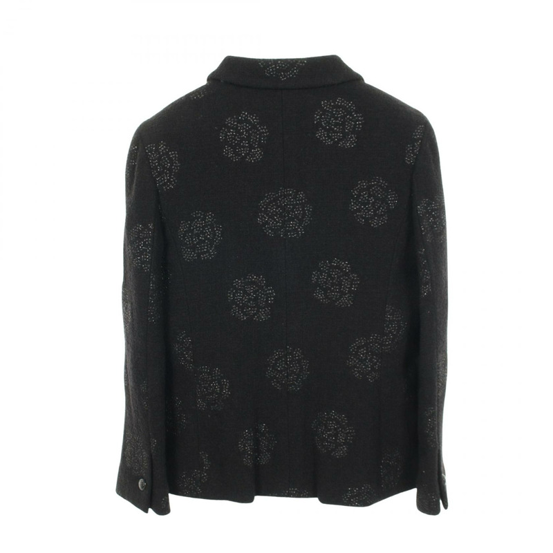 香奈兒山茶花修身外套外套 #40 P20557V11949 黑色羊毛二手女款-1