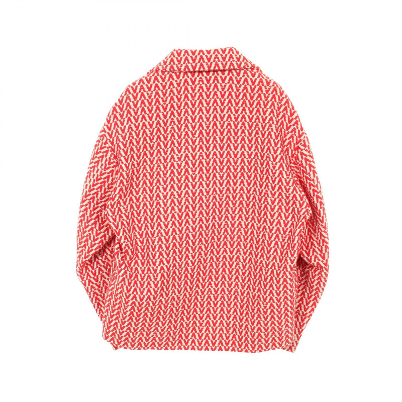 Valentino V 字圖案 其他夾克 棉質 紅色 米色 二手 女裝-1