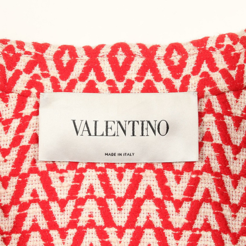 Valentino V 字圖案 其他夾克 棉質 紅色 米色 二手 女裝-2