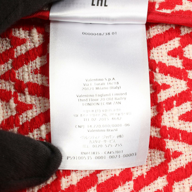 Valentino V 字圖案 其他夾克 棉質 紅色 米色 二手 女裝-3