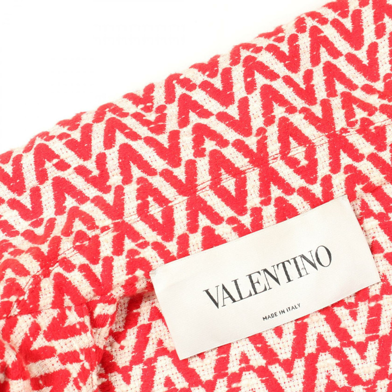 Valentino V 字圖案 其他夾克 棉質 紅色 米色 二手 女裝-5