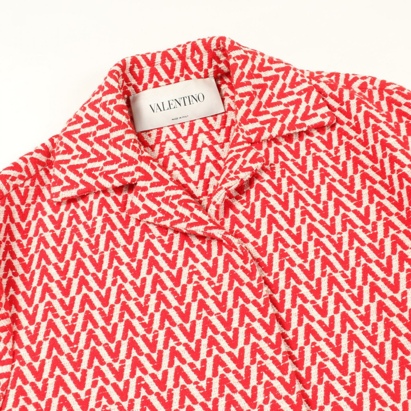 Valentino V 字圖案 其他夾克 棉質 紅色 米色 二手 女裝-10