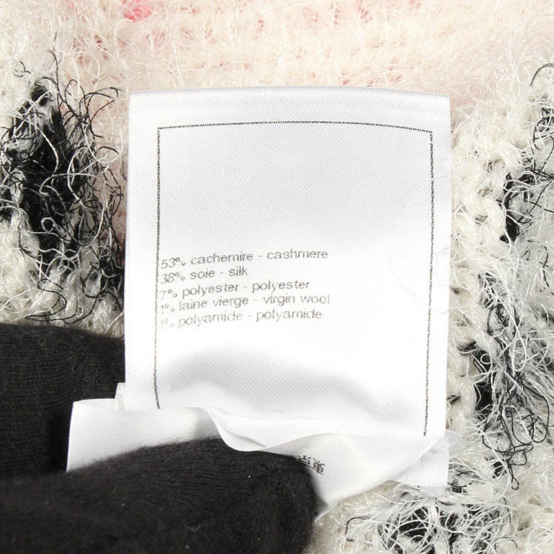 香奈兒 COCO 標誌半身裙 P76107K10960 羊絨真絲 白色 粉紅色 #36 二手 女士-3