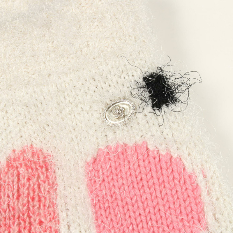 香奈兒 COCO 標誌半身裙 P76107K10960 羊絨真絲 白色 粉紅色 #36 二手 女士-5