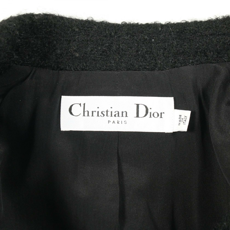 Dior 黑色羊毛馬海毛修身夾克,二手女款,尺寸 36-2