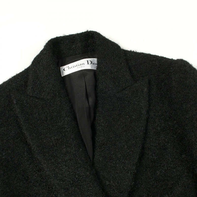 Dior 黑色羊毛馬海毛修身夾克,二手女款,尺寸 36-4
