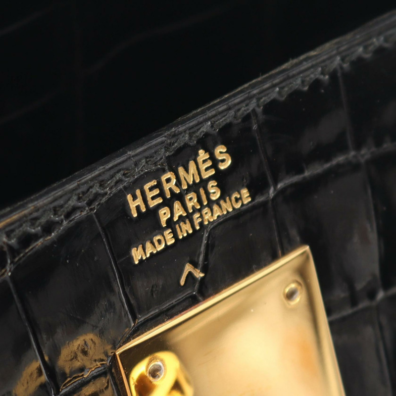 愛馬仕 Kelly 32 手提包 001859CC 異國鱷魚皮黑色二手女款-3