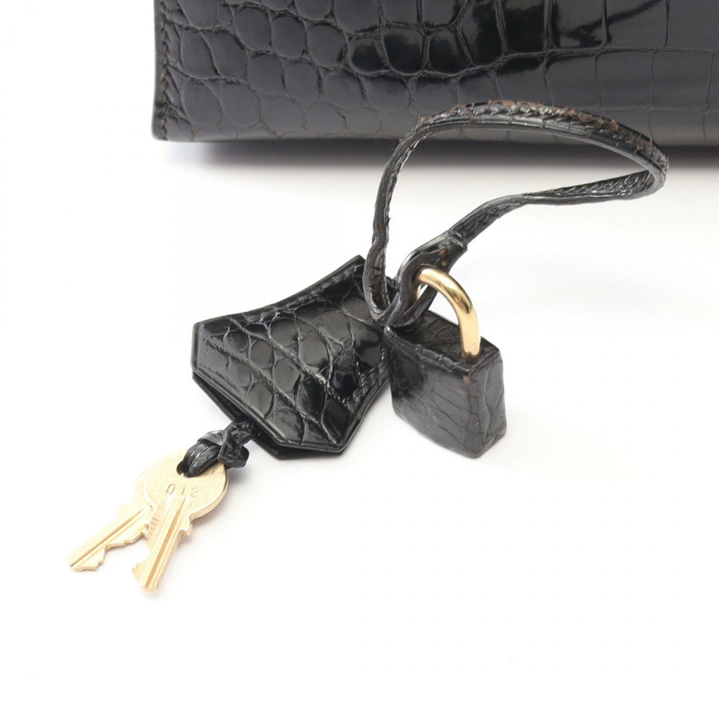 愛馬仕 Kelly 32 手提包 001859CC 異國鱷魚皮黑色二手女款-5