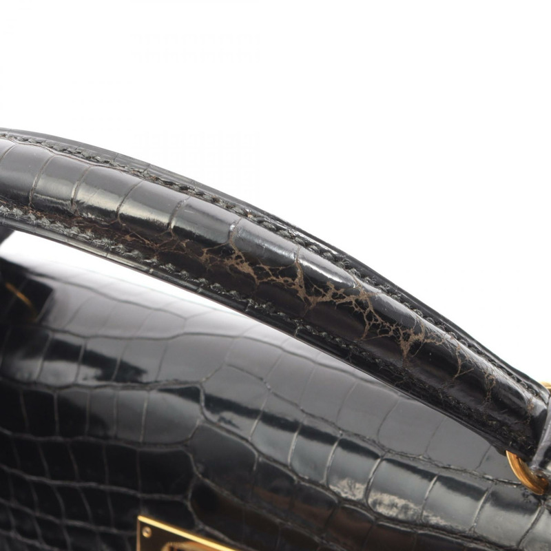 愛馬仕 Kelly 32 手提包 001859CC 異國鱷魚皮黑色二手女款-6
