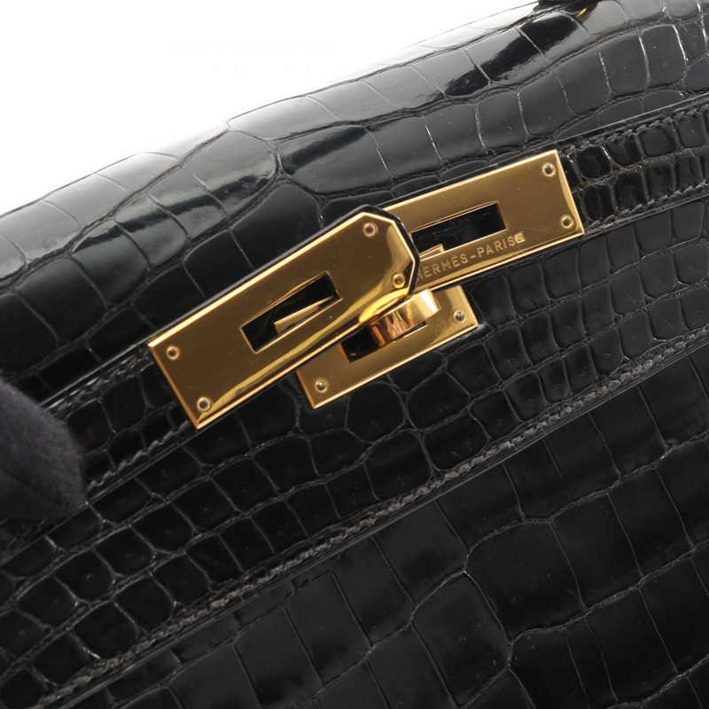 愛馬仕 Kelly 32 手提包 001859CC 異國鱷魚皮黑色二手女款-12