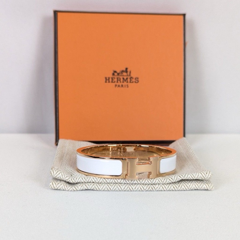 莉亞精品♡ Hermes H白琺瑯手環 二手-0