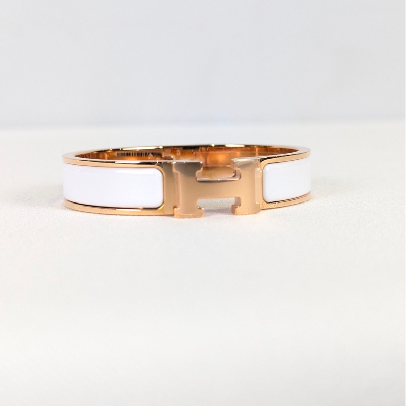 莉亞精品♡ Hermes H白琺瑯手環 二手-2