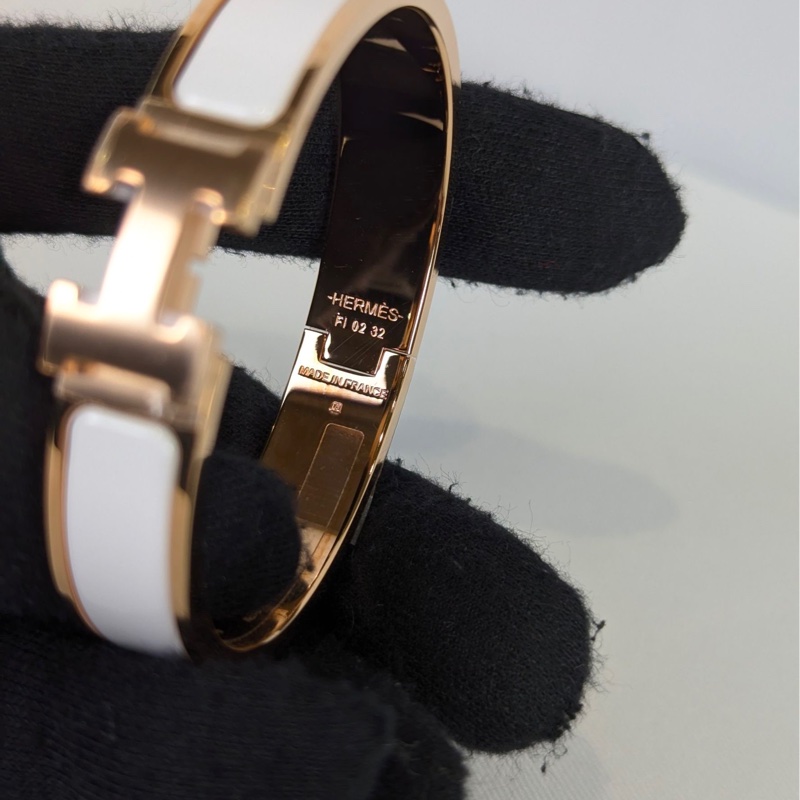 莉亞精品♡ Hermes H白琺瑯手環 二手-6