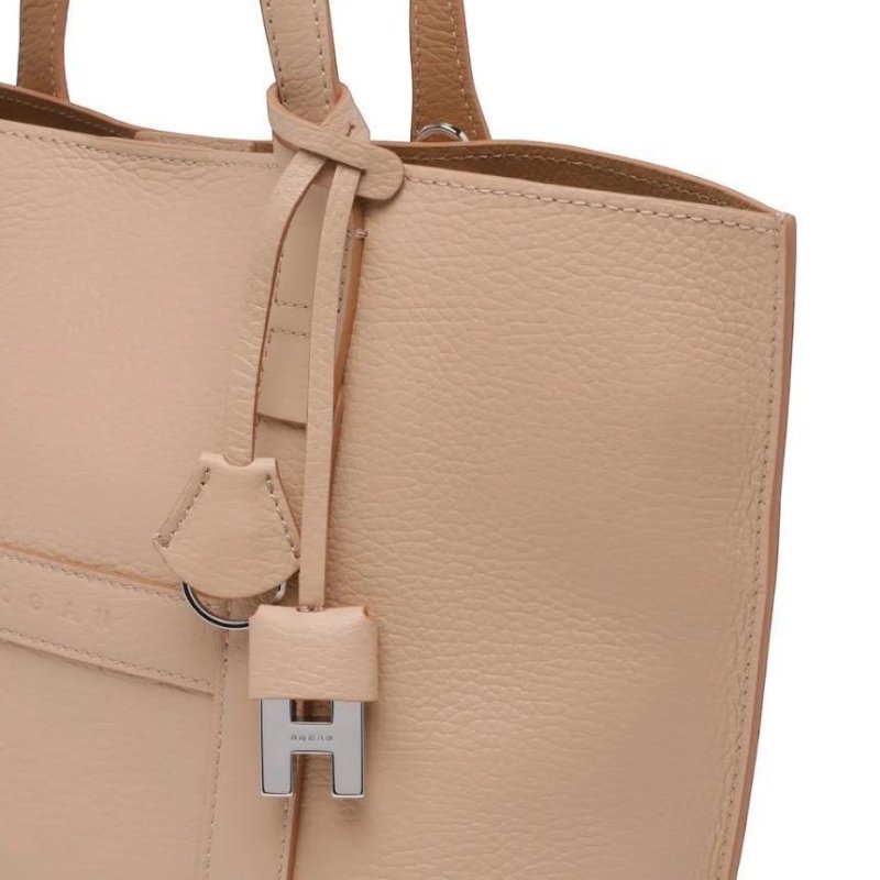 🌺2026春夏新品好價🌺Hogan Script 小款小牛皮購物托特包 裸色-7
