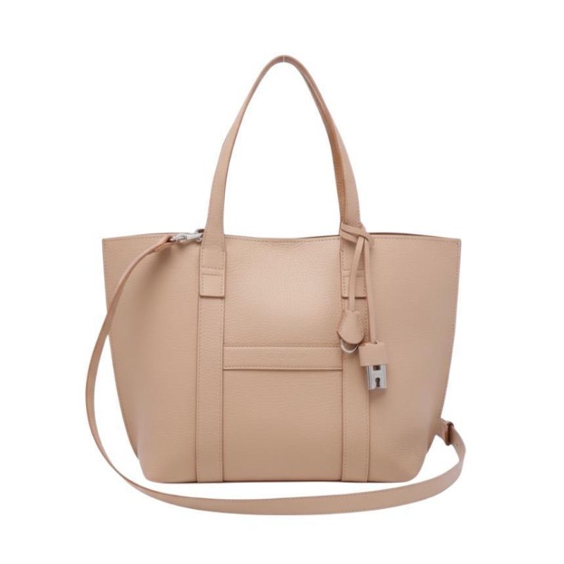 🌺2026春夏新品好價🌺Hogan Script 小款小牛皮購物托特包 裸色-8