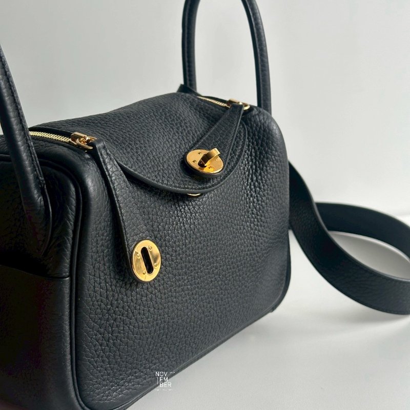 99新🆕 Hermès 愛馬仕 Mini Lindy 黑色金釦一代-1