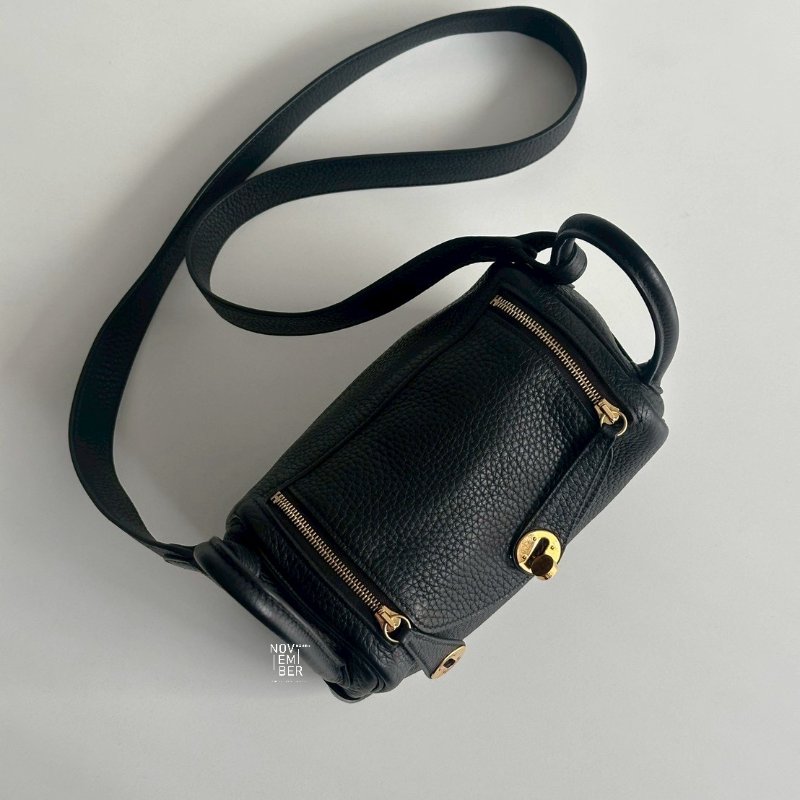 99新🆕 Hermès 愛馬仕 Mini Lindy 黑色金釦一代-3