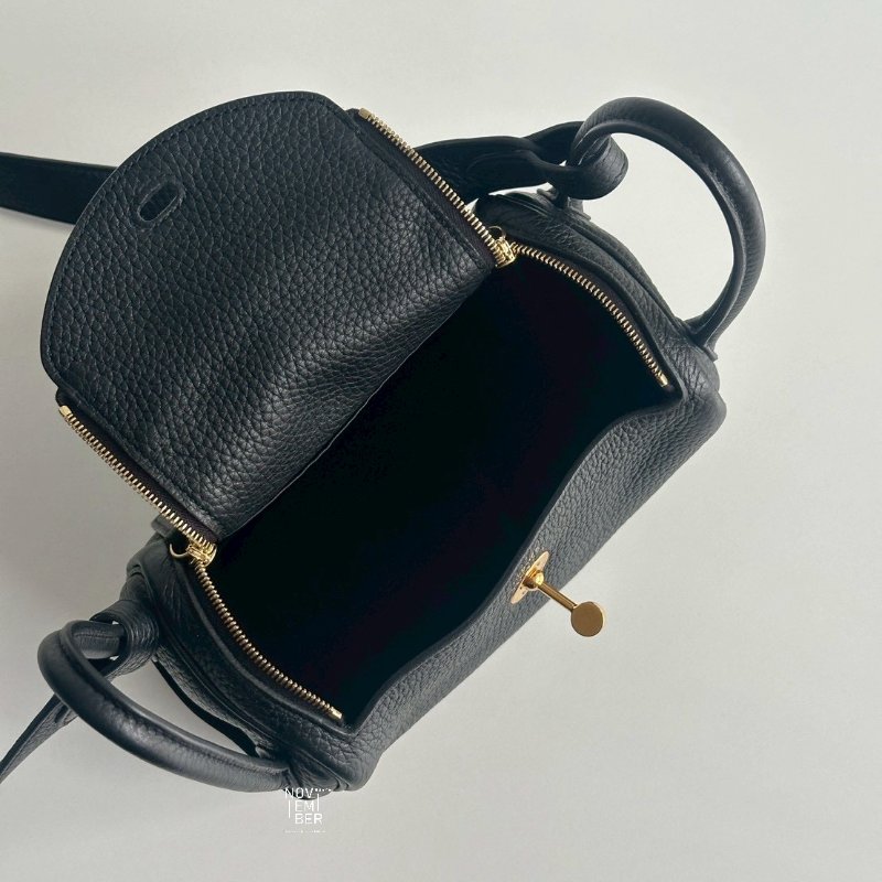 99新🆕 Hermès 愛馬仕 Mini Lindy 黑色金釦一代-4