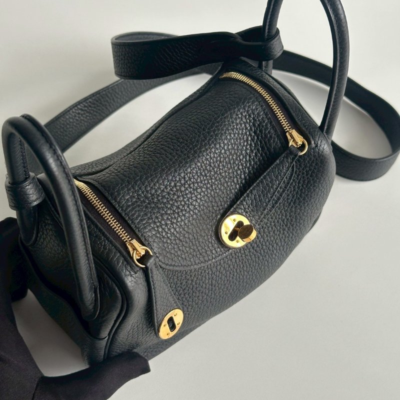 99新🆕 Hermès 愛馬仕 Mini Lindy 黑色金釦一代-6