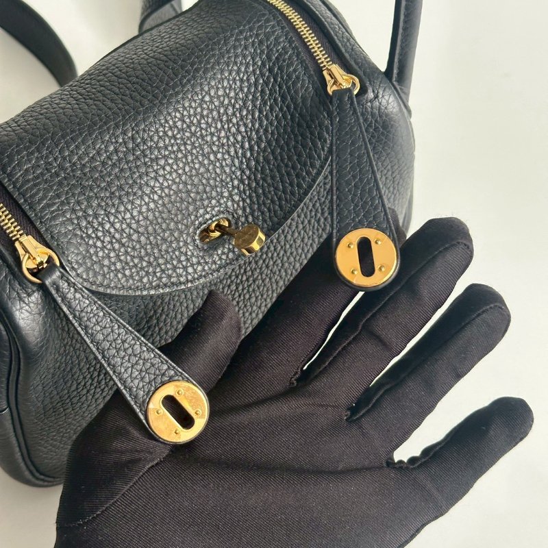 99新🆕 Hermès 愛馬仕 Mini Lindy 黑色金釦一代-12