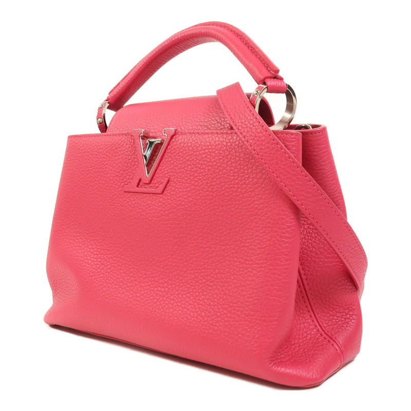 LOUIS VUITTON Taurillon Capucines BB銀扣手挽肩背兩用袋-2