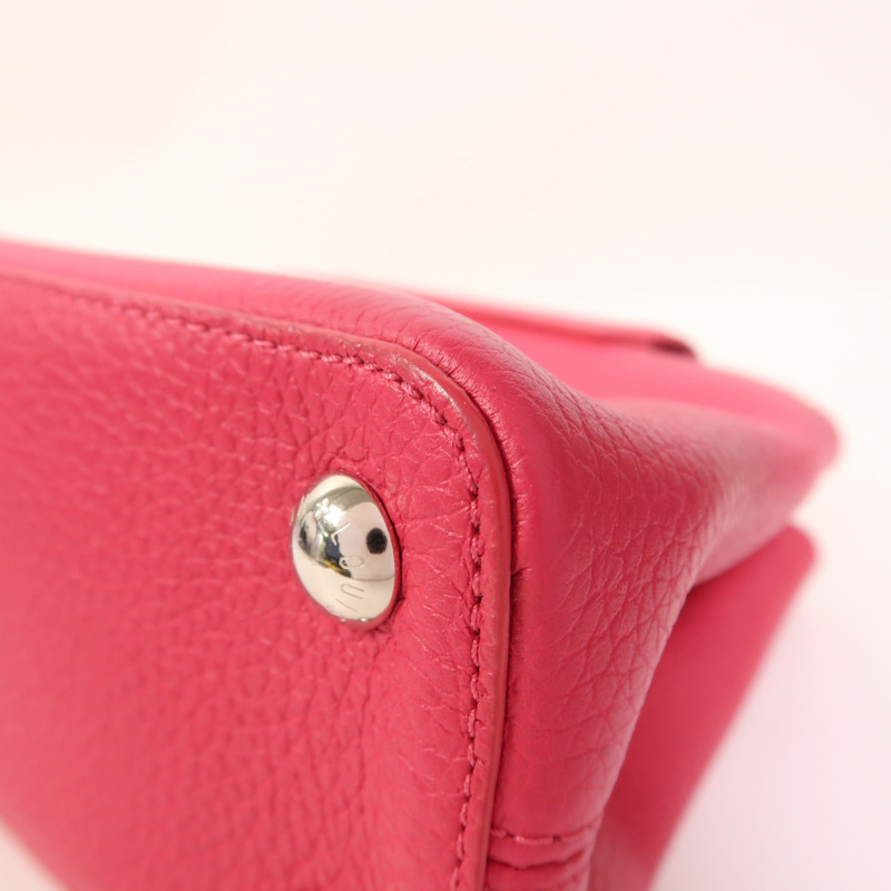 LOUIS VUITTON Taurillon Capucines BB銀扣手挽肩背兩用袋-11