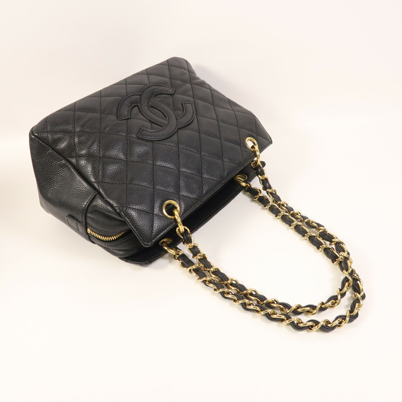 CHANEL 牛皮皮革Petite Timeless Tote金扣鏈帶肩背袋-9